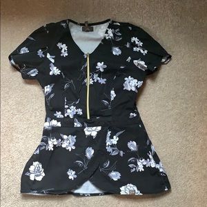 Jaanuu Peplum Scrub Top